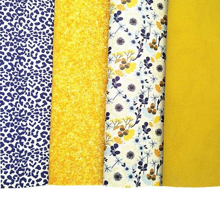 Dazzling Yellow Leopard Glitter Suede Crafting Sheets