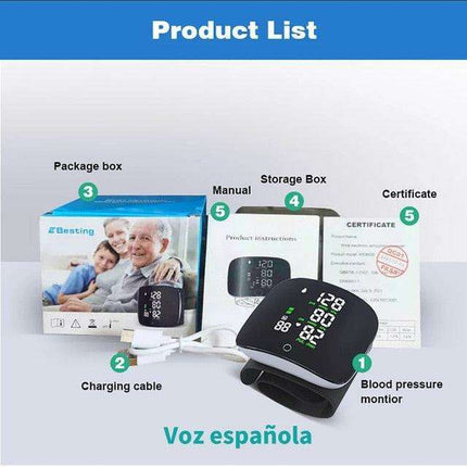 Voice-Activated Multilingual LCD Blood Pressure Monitor with Smart Touch Technology