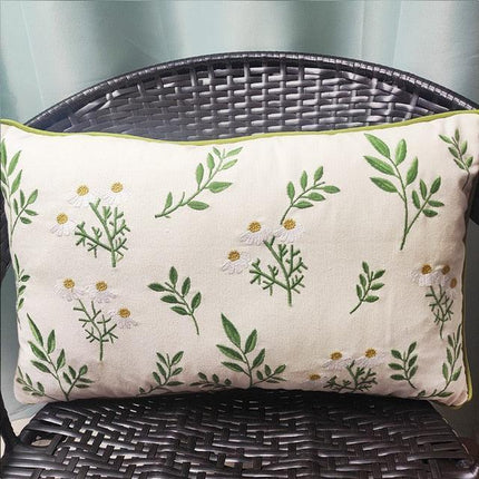Chic European Garden Floral Embroidered Cotton Cushion Cover - Classic Home Decor Accent