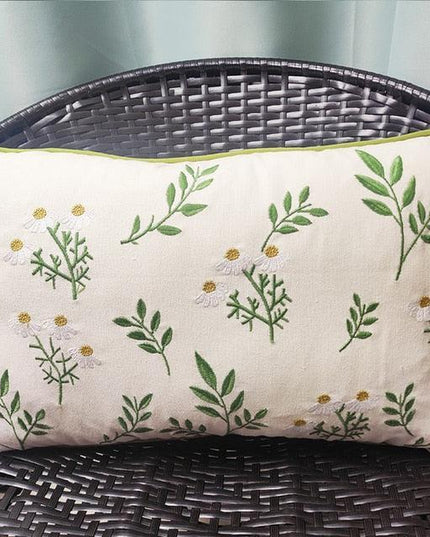 Chic European Garden Floral Embroidered Cotton Cushion Cover - Classic Home Decor Accent