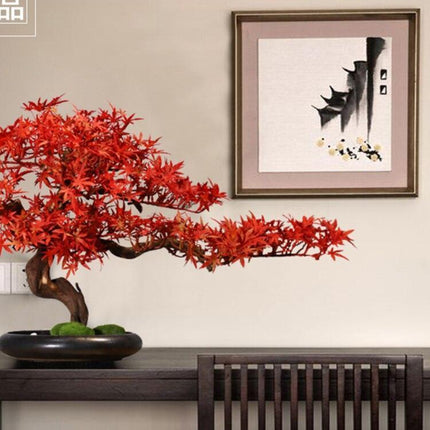Stunning Lifelike Red Maple Bonsai Tree - Exquisite Desk Ornament