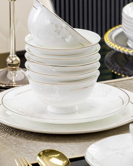 Elegant 60-Piece Handcrafted Porcelain Dinnerware Collection: Asian Inspired Sophistication