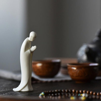 Serene Mindful Monk Porcelain Figurine