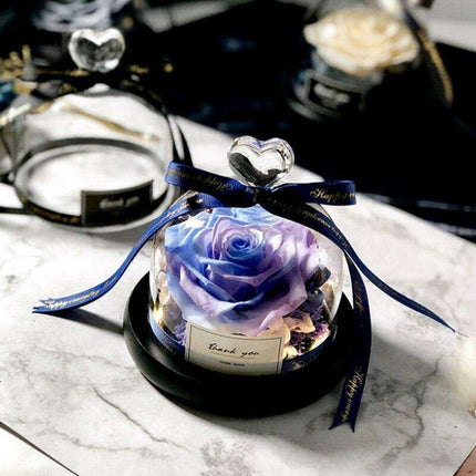 Eternal Romance - Glass Enchantment with Preserved Roses and LED Lights