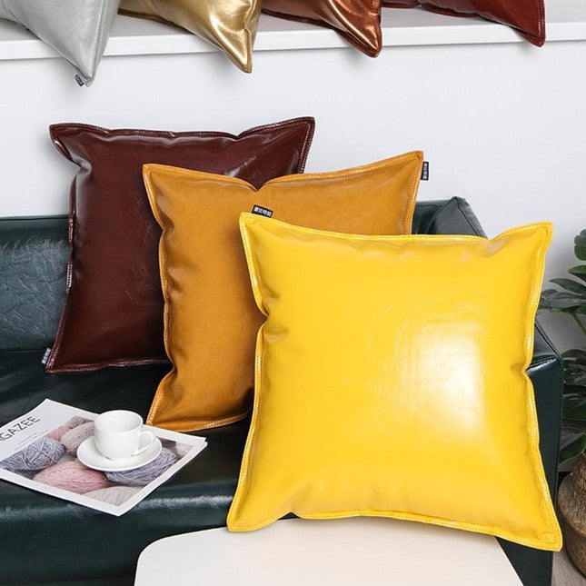 Stylish Faux Leather Cushion Cover - Elegant Accent for Modern Interiors