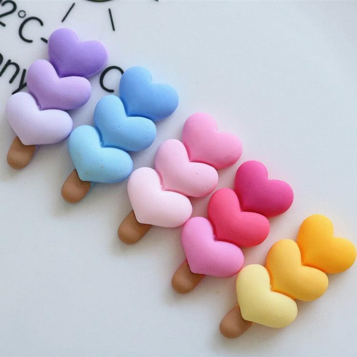 Gradient Love Heart Resin Cabochon Set - 5 Pieces