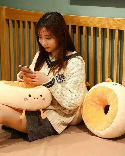 Bread Loaf Plush Comfort Cushion - Ideal for Relaxation, Travel, and Home Use