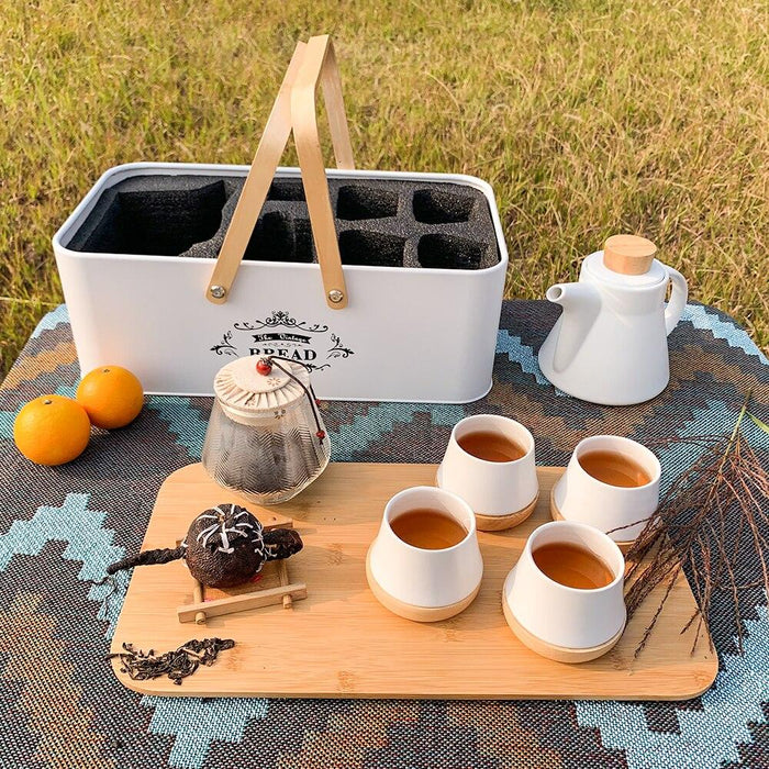 Travel-Ready Tea Cup Set in Portable Metal Box - Perfect Gift for the Holiday Season
