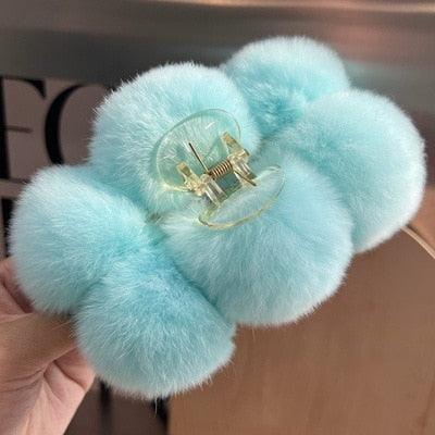 Luxe Rabbit Fur Shark Clip - Chic Hair Claw Accessory
