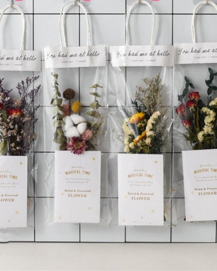 Elegant Dried Floral Arrangement in Trendy Tote Bag