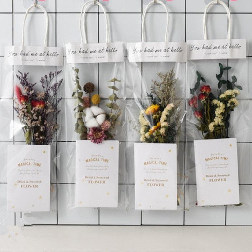 Elegant Petite Preserved Dried Flower Arrangement with Tote Bag