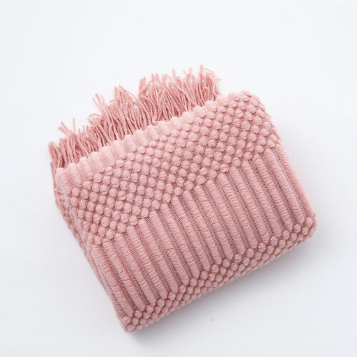 Nordic knitted Blanket For Bed Sofa Cover Blankets Bedspread for Sofa decorative With Tassel Solid color throw Blanket-0-Très Elite-pink-127x172cm-China-Très Elite