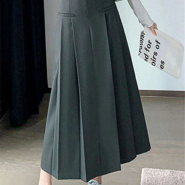 Elegant Autumn A-Line: High-Waisted Maxi Skirt in Luxurious Cotton Blend