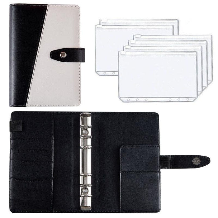 Stylish A6 Vegan Leather Planner with Interchangeable Sheets and Zippered Pockets for Effortless Organization