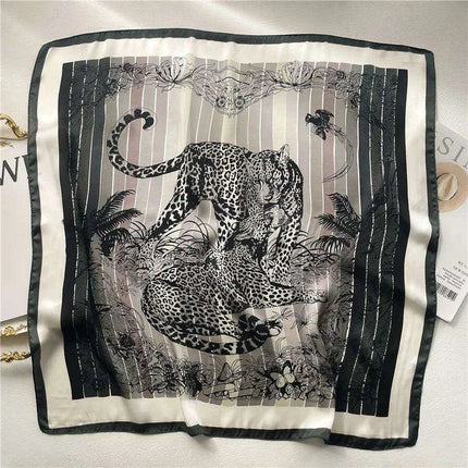 Elegant Leopard Print Silk-like Scarf: Elevate Your Style Game