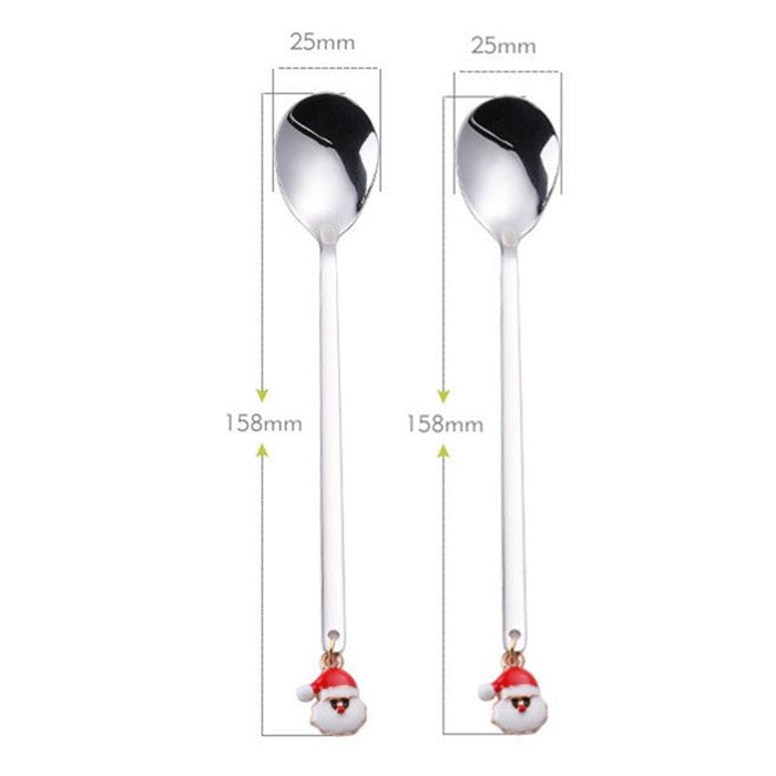 Santa's Festive Silverware Delight - Christmas Spoon and Fork Set: Enhance Your Holiday Dining Experience