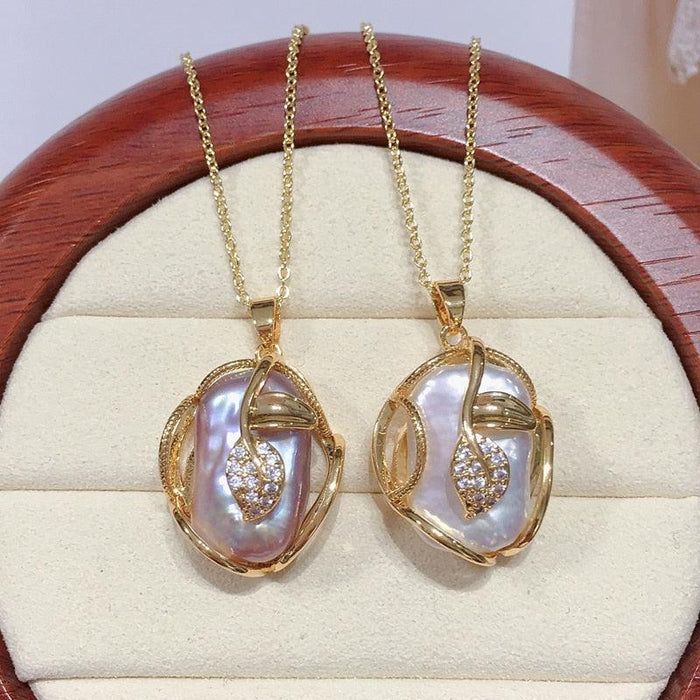 Opulent 18K Gold-Plated Baroque Pearl Jewelry Set with Natural Freshwater Pearls