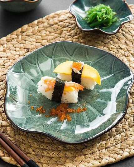 Sophisticated Japanese Lotus Leaf Ceramic Dining Set for Exquisite Table Styling