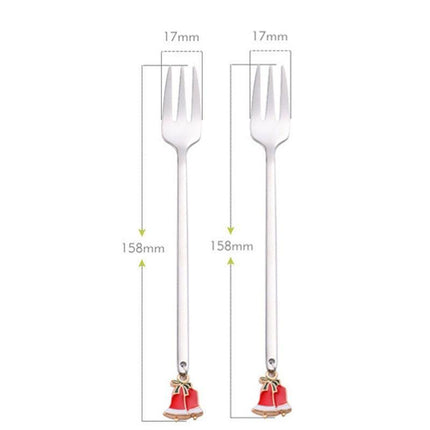 Santa's Joyful Holiday Silverware Duo - Cheerful Spoon and Fork Set for Festive Feasts