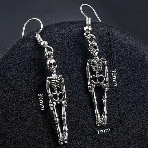 Skull Skeleton Dangle Earrings - Handcrafted Gothic Jewelry for Halloween Enthusiasts