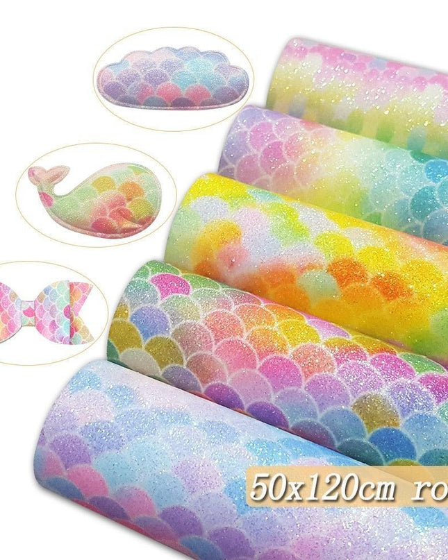 Sparkling Mermaid Glitter Fabric for Enchanting DIY Creations!