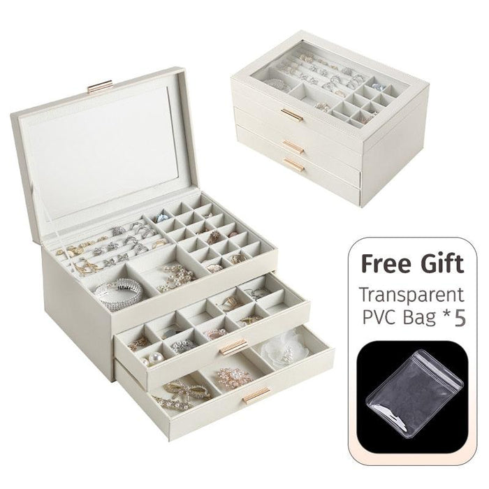 Jewelry Storage Solution: Premium Double Layer Drawer Organizer with Clear Flip Lid