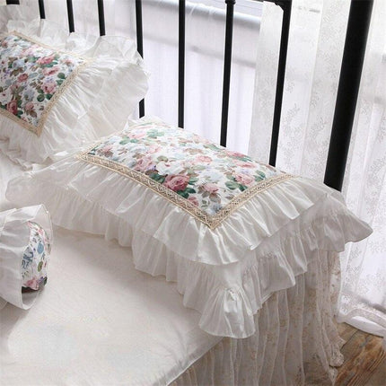 Elegant European Lace Ruffle Pillowcase - Classic White Luxury