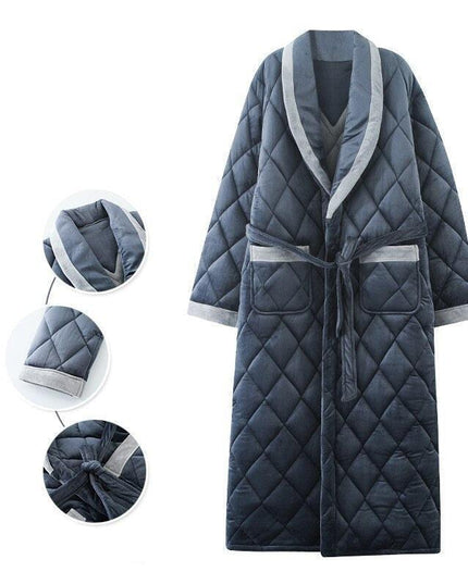 Plush Comfort Plus Size Men's Cotton Flannel Bathrobe for Winter Relaxation