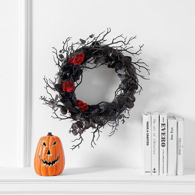 Ethereal Rose & Twisted Branch Wreath - Elegant Halloween Decor & Thoughtful Gift