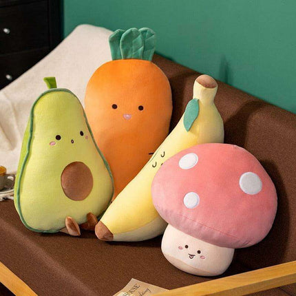 Adorable Avocado and Banana Plush Cushion - 55cm Soft Pillow for Kids
