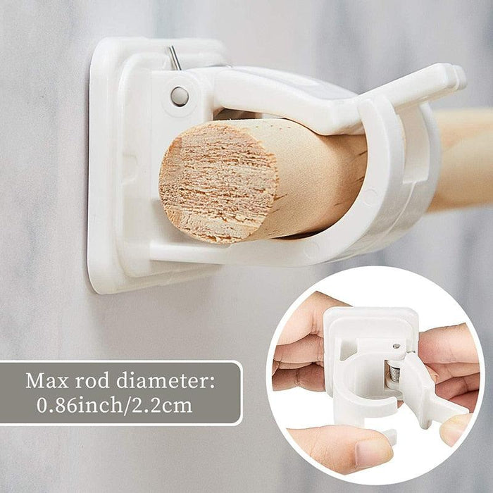 Easy-Install Self-Adhesive Curtain Rod Holders - Waterproof, Sturdy Design, No Tools Needed