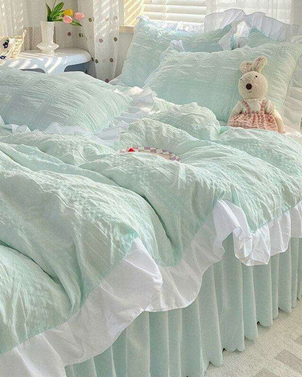 Luxe Double Layer Lace-Embroidered Bedding Set for Ultimate Comfort