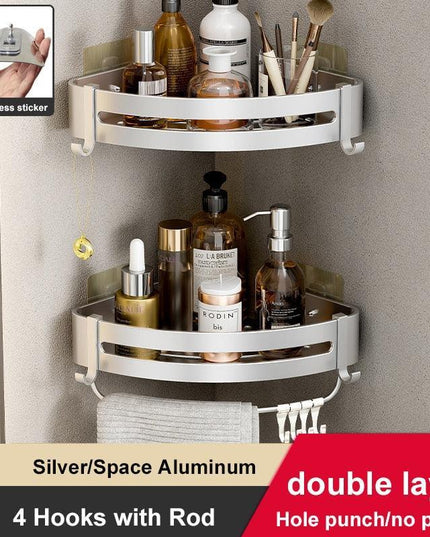 Aluminum Corner Shelf Rack with Versatile Dual Installation Options