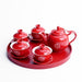 Red Ceramic Chinese Wedding Tea Set - Exquisite Teapot and Teacups for Special Celebrations