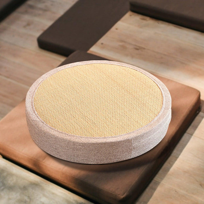 Serene Cattail Japanese Futon Meditation Cushion - Hand-Woven Round Floor Pillow