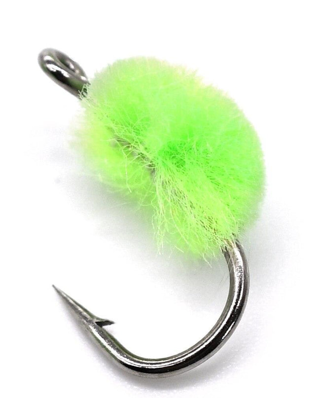 Vibrant Rose Red & Green Trout Fishing Egg Fly Yarn Set - Premium 5-Pack