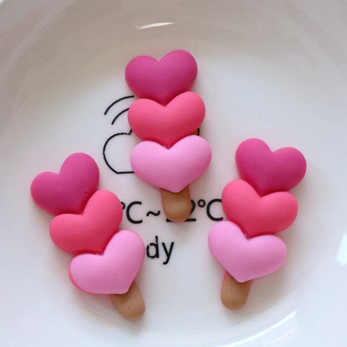 Gradient Love Heart Resin Cabochon Set - 5 Pieces