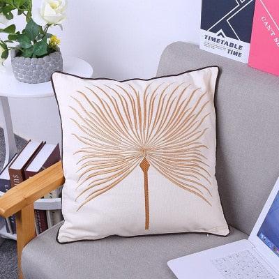 Chic European Garden Floral Embroidered Cotton Cushion Cover - Classic Home Decor Accent