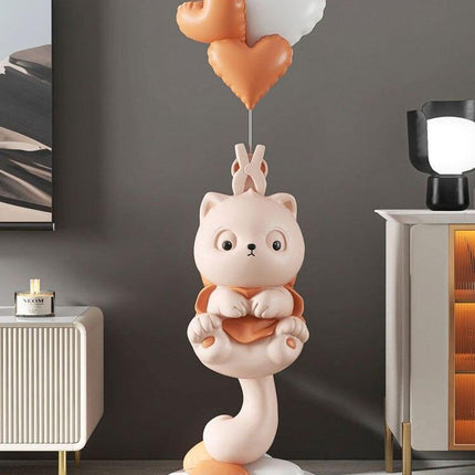 Charming Handmade Long-Tailed Cat Figurine for Elegant Home Accent