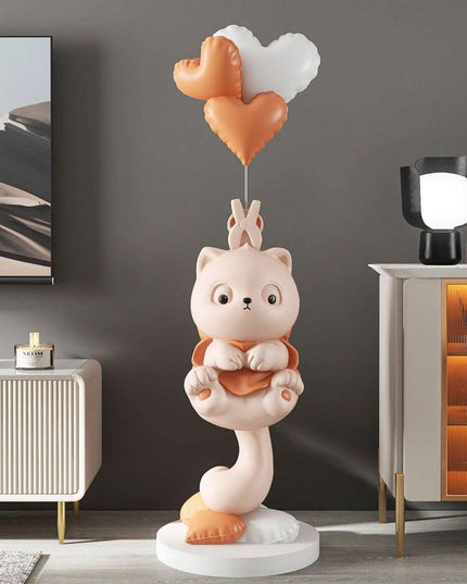 Charming Handmade Long-Tailed Cat Figurine for Elegant Home Accent