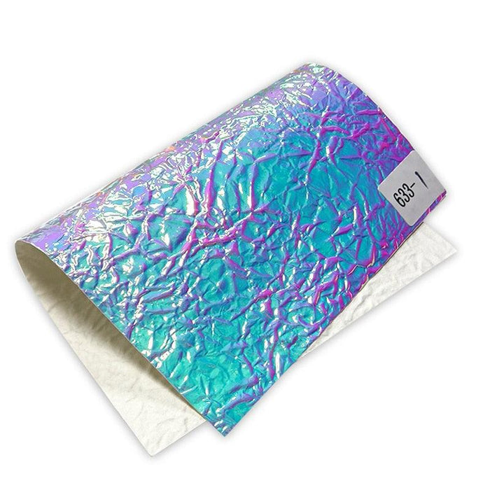 Crumpled Design Holographic Metallic Faux Leather Craft Fabric Sheet