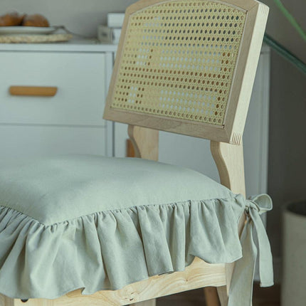 Charming Frilled Cotton Chair Cushion Cover for Elegant Dining Spaces