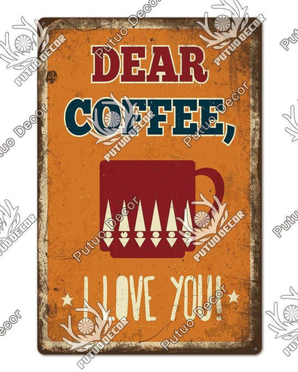 Retro Coffee Metal Sign - Chic Wall Decor for Kitchen, Cafe, or Bar