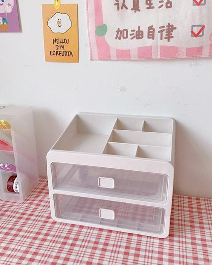 Versatile Stackable Desk Organizer with Drawer and Makeup Brush Holder for a Tidy Workspace