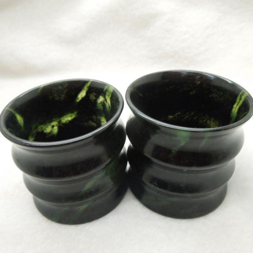 Hand-carved Hetian Jade Teacup Set with Xinjiang Nephrite Stone Bamboo Design
