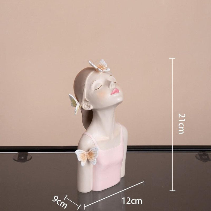 Chic Butterfly Girl Resin Floral Vase - Sophisticated Home Decor Accent