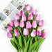 Elegant White and Yellow Tulip Blossoms - 10-Piece Artificial Flower Set