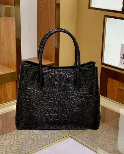 Elegant Crocodile-Embossed Leather Handbag for Sophisticated Women