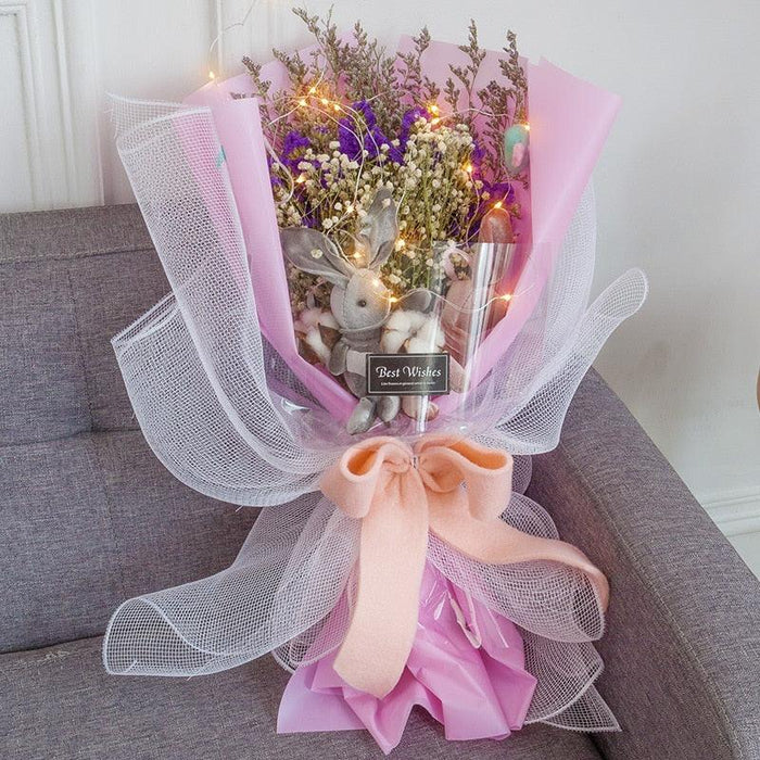 Ethereal Elegance: Wishing Rabbit Gypsophila Dried Flower Bouquet