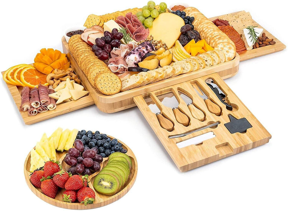 Gourmet Bamboo Serving Board Set - Deluxe Entertaining Platter